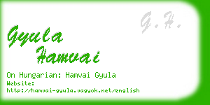 gyula hamvai business card